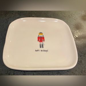 New, Rae Dunn “Nutcracker” Red “Happy Holidays” Square Plates  🎄💂‍♀️
